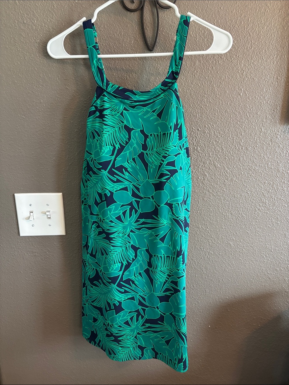 Land’s End Tropical Print Green & Navy Swim Dress